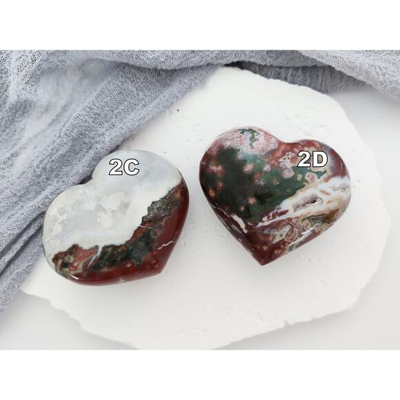 Ocean Jasper Puffy Heart Crystal Carving - Picture 8 of 8